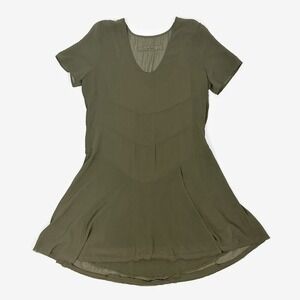 Enza Costa Mini Dress Size M Olive Green Minimalist Earth Girl Quite Luxury